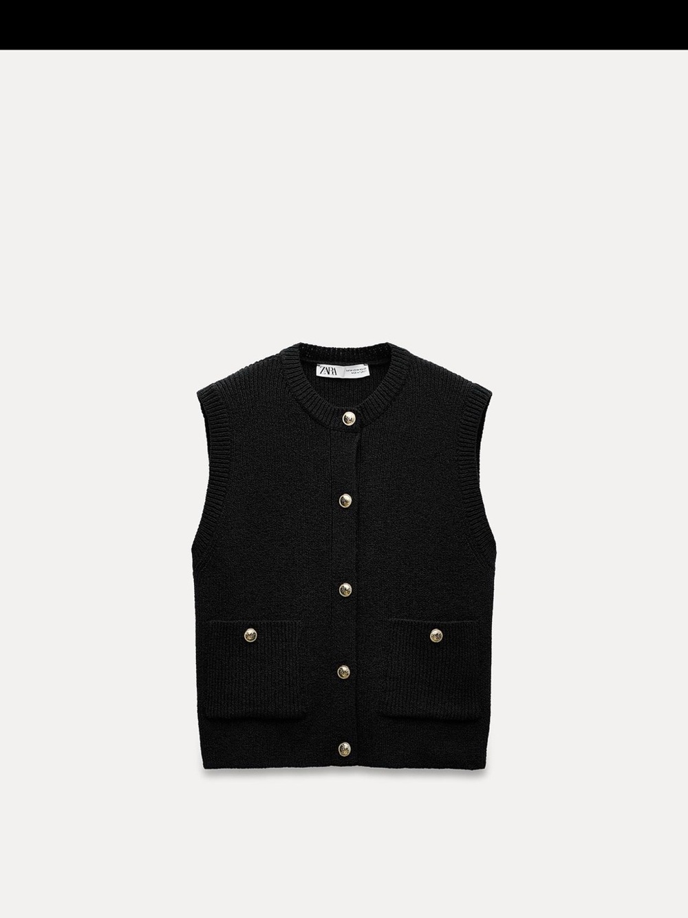 Zara Black Knit Buttoned Vest / NAVY